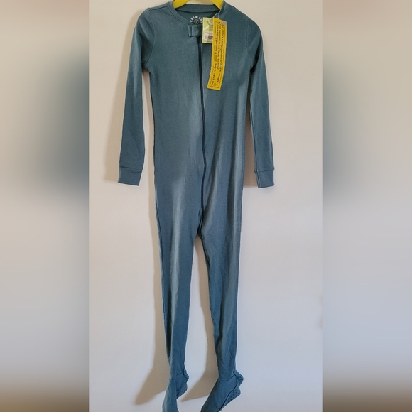 Primary Kids Organic Zip Footie Pajamas Full Zip Slate Blue Size 5 NEW - Picture 3 of 8